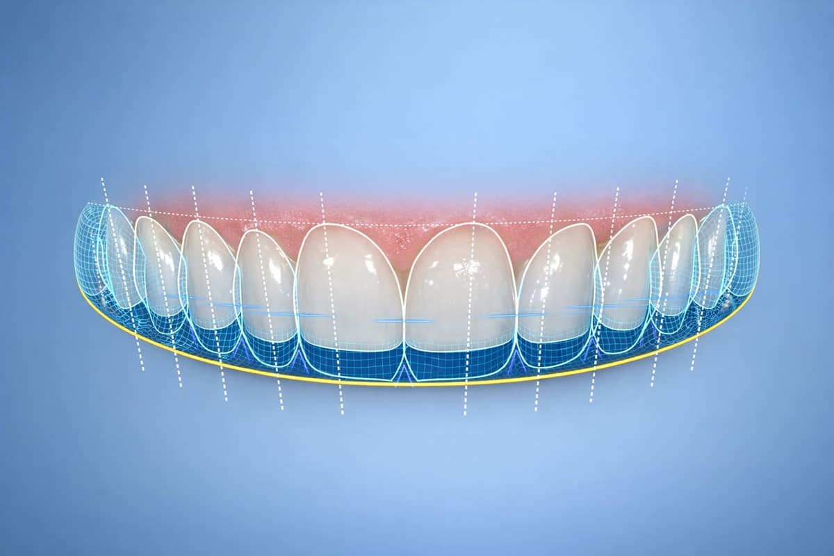 Digital Smile Design Bacău — proiectare digitală a zâmbetului cu axe, proporții și forma fațetelor pe software DSD la Chromatic Dental