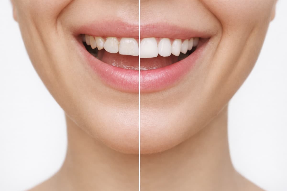 Zâmbet mai frumos Bacău — comparație înainte și după fațete dentare la Chromatic Dental, dinți uniformizați ca formă și culoare
