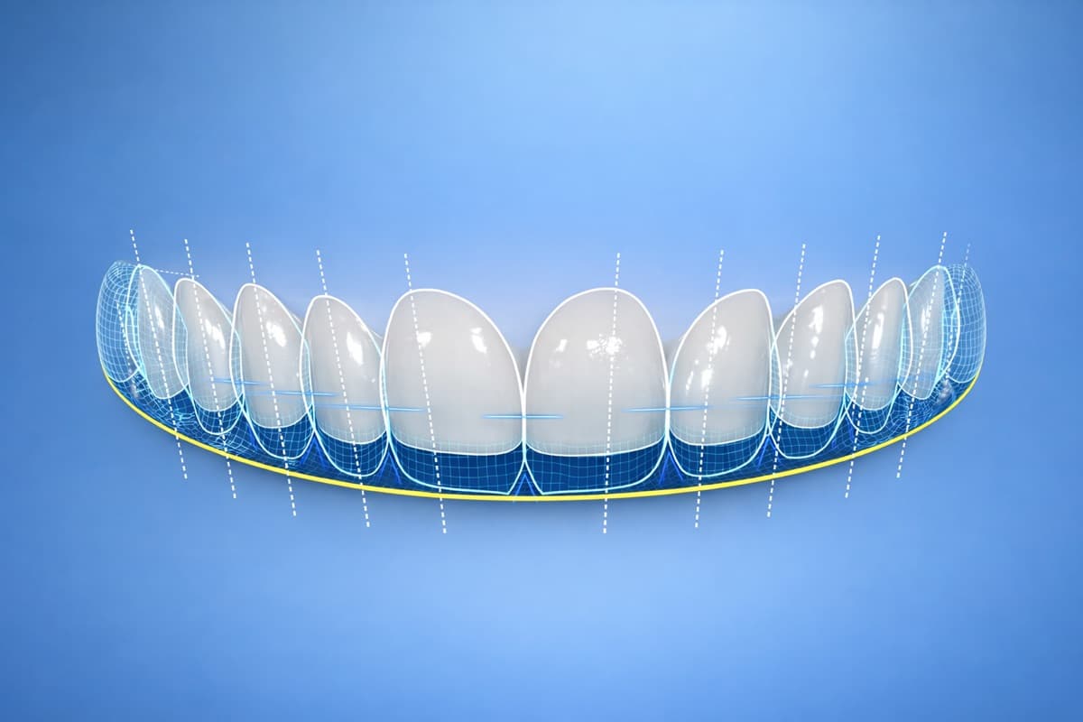 Zâmbet de probă Bacău — simulare 3D a fațetelor ceramice peste dinții pacientului în protocolul Digital Smile Design la Chromatic Dental